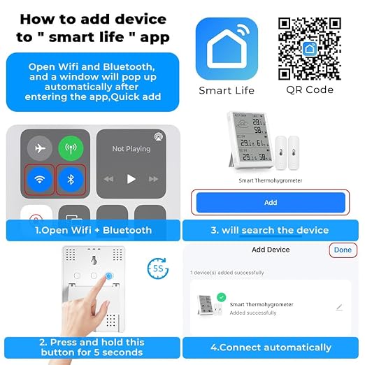 WiFi Hygrometer Thermometer Sensor: Smart Freezer Thermometer, APP Notification Alert, 1 Years Free Data Storage Export, 328 Feet Connecting Range, 3Pack Sensor & Hub Included