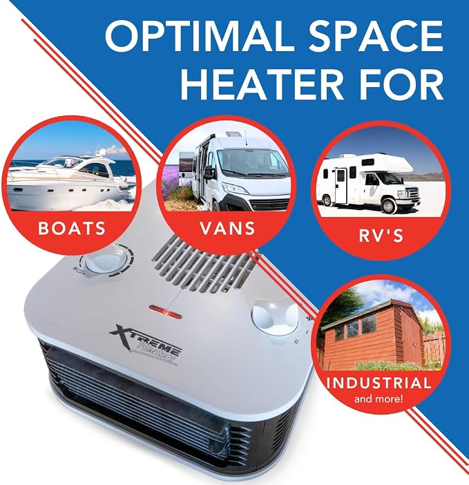 Xtreme Heaters Boat, Cabin & RV Heater | Overheat Protection, Tip-Over Protection, Portable | Boat Heater, Heat RV Bay (Dark Grey)