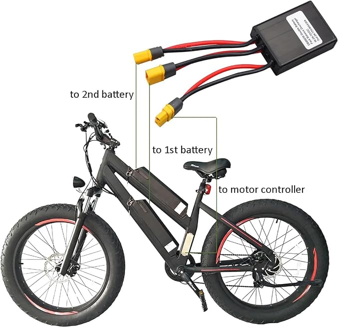 Electric Bike Dual Battery Discharge Converter 20A 24-72VDC Dual Battery Pack Switch Balancer Double Parallel Module with XT60 Plug for 250w 350w Motor