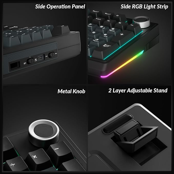 SOLAKAKA KI99 Pro Wireless Mechanical Keyboard with Quiet Switch, Hot Swappable Pre-Lubed Switches with RGB Backlit, Gasket Structure Computer Gaming Keyboard (BlackBlue, Silent Switch)