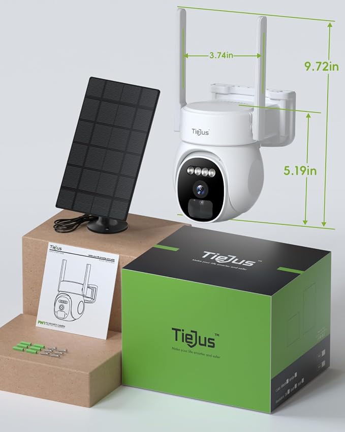 2K Solar Security Cameras Wireless Outdoor, 2.4G/5G 360° Auto Tracking Camera for Home Security, Color Night Vision/2-Way Talk/Compatible with Alexa/IP66 Waterproof