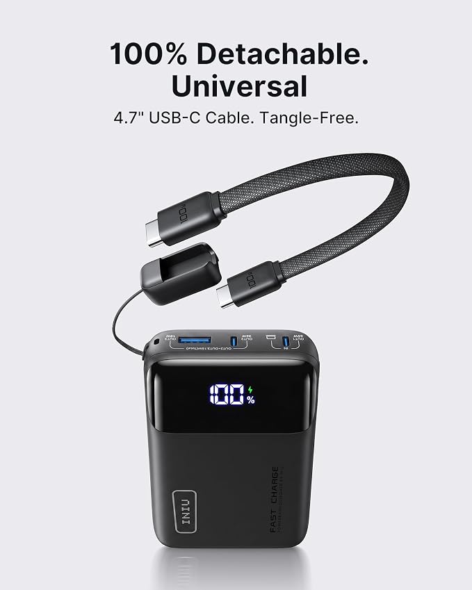 INIU 20000mAh Laptop Power Bank, Ultra Compact 65W PD Dual Fast Charging Portable Charger, Flight-Safe Battery Pack with USB C Cable for Travel MacBook iPad Tablet Switch iPhone 17 16 Pro Samsung S25