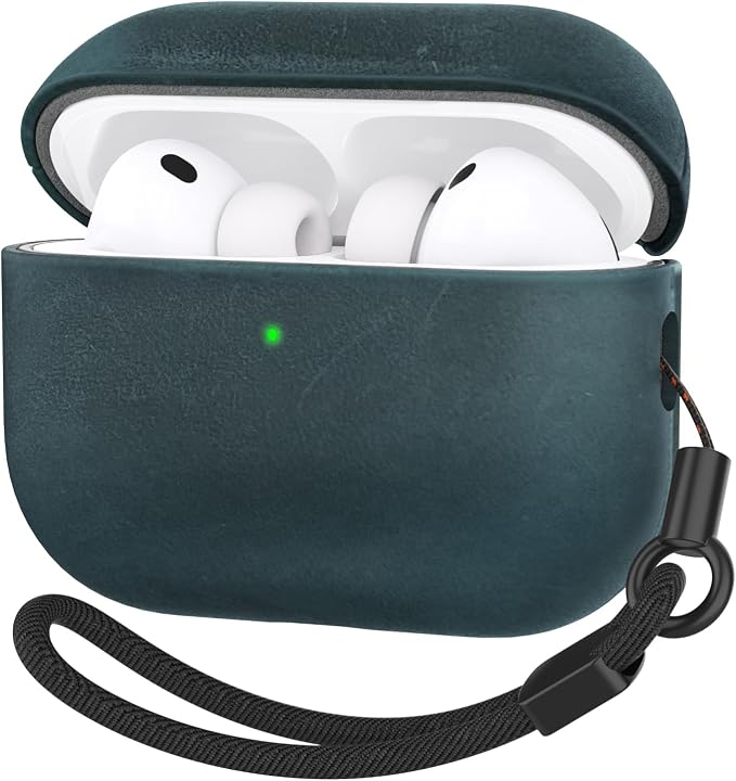 for AirPods Pro 3 Case, Handcrafted Vintage Genuine Leather Shockproof Cover Accessories with Lanyard Compatible with Apple AirPods Pro 3rd Generation 2025