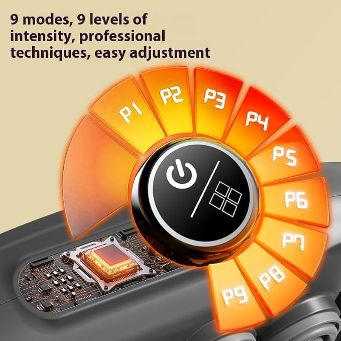Handheld 16 Head Deep Tissue Percussion Massager with 9 Modes, 9 Intensities for Back, Legs, Neck, Waist, Buttocks Muscle Pain Relief, Quiet Portable Design (M100-16head)