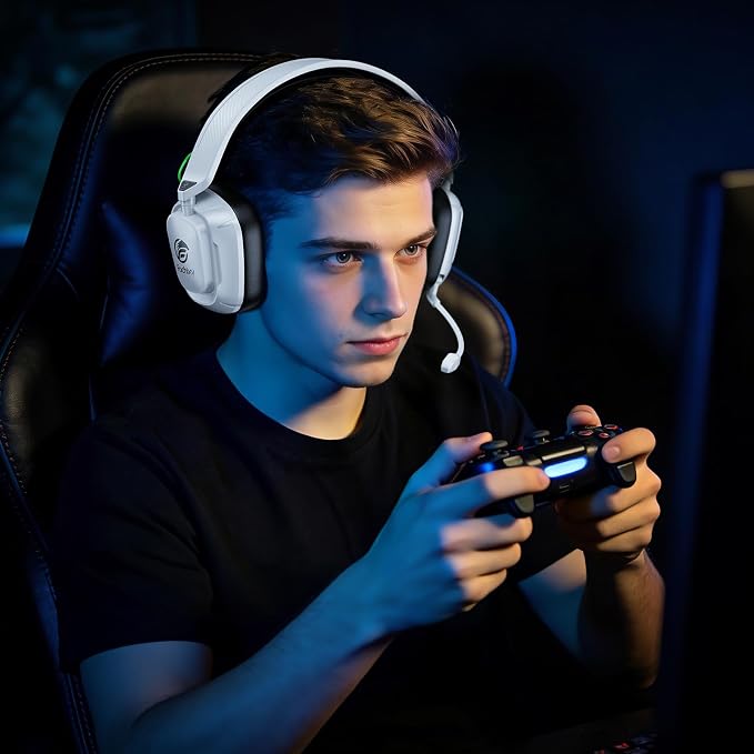 Wireless Gaming Headset with Noise-Canceling Mic for Xbox Series X/S, Xbox One, PS4, PS5, PC, Mac, 2.4GHz Wireless & Bluetooth 5.4 Gaming Headphones, 100-Hour Battery, 50mm Drivers