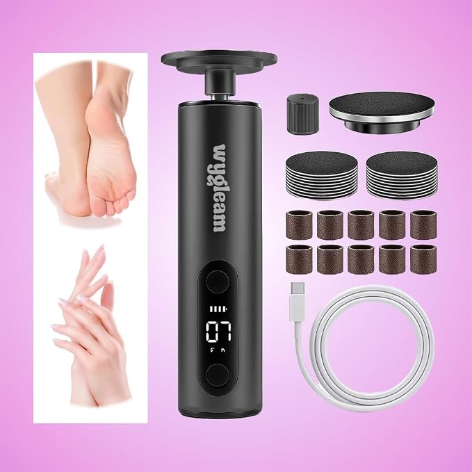 Electric Callus Remover for Feet & Nail File Drill Kit - 2 in 1 Rechargeable Pedicure Tools for Flawless Feet - Professional Foot File with 3 Speeds for Dead Skin Removal - At Home Pedicure