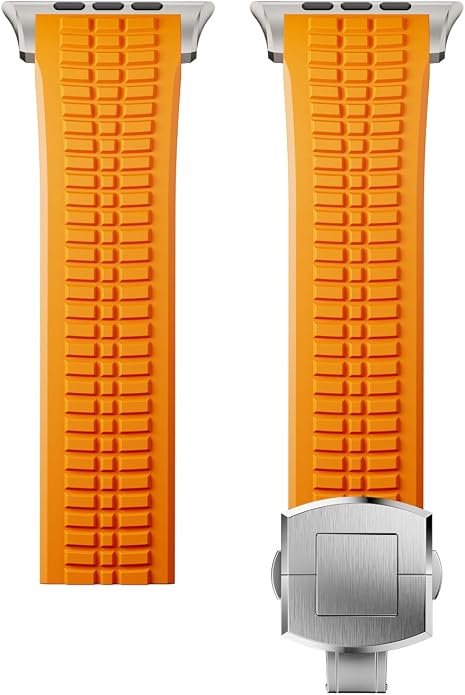 Silicone Watch Band Compatible with iWatch Ultra 2 / Ultra/Series 10 9 8 7 (44mm 45mm 46mm 49mm), Sport bands with Folding buckle, Rugged Heavy Duty Modern Design for Men