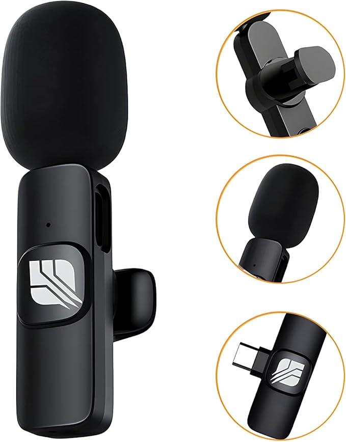 SPEC Portable External Wireless Bluetooth Lavalier Clip On Lapel Microphone for Live Streaming, Video Recording, TIK Tok Live, Facebook Live, YouTube Live Streaming for iPhone (Black)