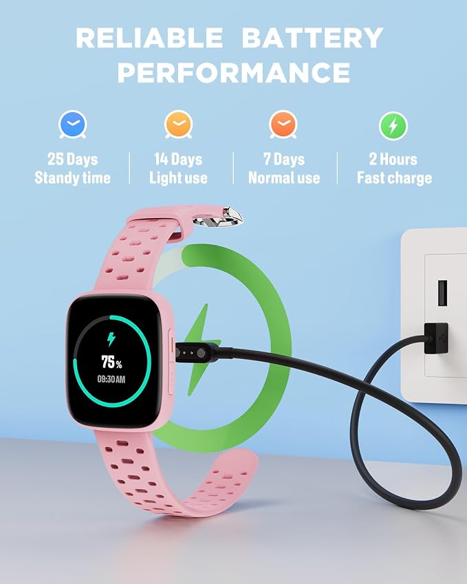 BIGGERFIVE Kids Watch No Phone Needed, 1.8" Amoled Smart Fitness Watch Pedometer, Heart Rate, Sleep Tracker, 30m Waterproof, Step Counter, Puzzle Games, 100+ Dials, Gifts for Girls 5-16, Pink
