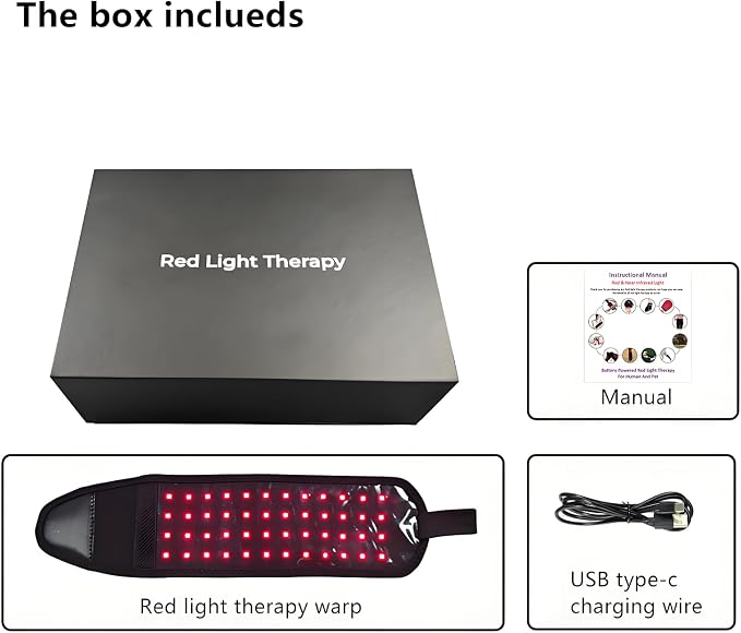 Therawrap for Carpal Tunnel, Red Light Kovarias Therapy Wrist Wrap with Heat, 660nm & 850nm Dual Wavelength, 3 Adjustable Heat Levels, 48 LEDs, USB Rechargeable, Machine Washable for Daily Relaxation