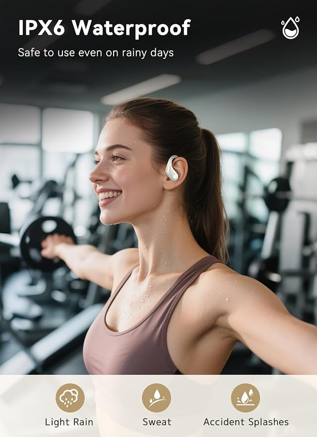 jaddsa Wireless Earbuds, 2026 ENC Noise Cancelling Ear Buds with Smart Touchscreen, Bluetooth 5.4 Headphones, Bass Stereo Sound Over-Ear Earbuds, 5 EQ Modes for Sports/Travel/Gym- Ivory White
