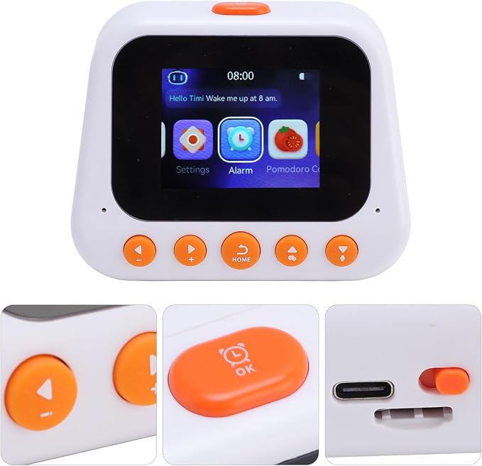 Eujgoov AI Intelligent Time Clock Voice Multifunctional Device Learning Robot and Reminder Type C Charging for Children Education