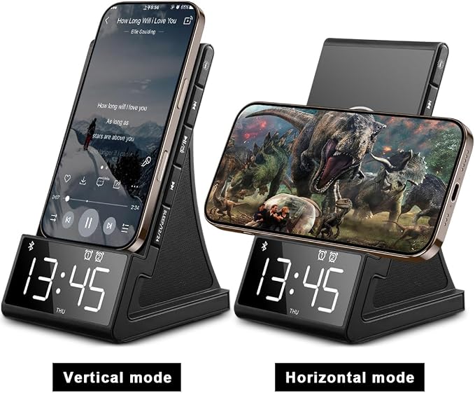 8-in-1 Wireless Charging Station with Bluetooth Speaker, Alarm Clock,FM Radio,Remote Control,Fast Charging Dock Compatible with iPhone 17/16/15/14, Samsung S25/S24,Android Phones