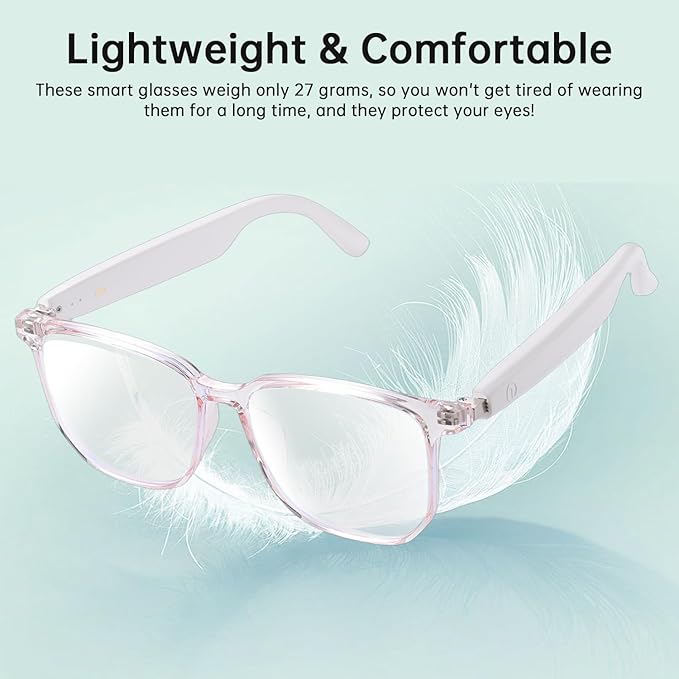 AI Glasses for Women Men, Smart Glasses with Real-Time Translation, Open Ear Blue Light Filtering Lenses, Supports 160+ Languages & Accents, Bluetooth Glasses for Travel Meeting Trade Business