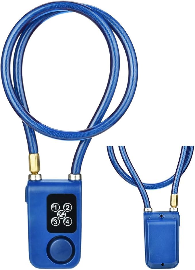 Sonew Smart Keyless Alarm Lock with 110db Alarm IP44 Anti-Theft Chain Lock for Motorcycle/Gate/Gates/Blue