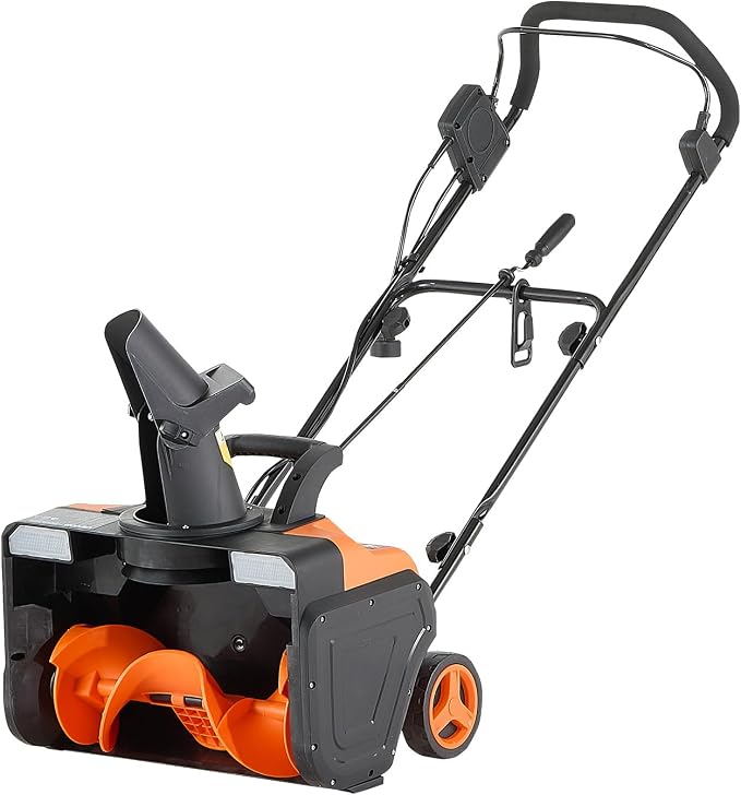 VEVOR Corded Electric Snow Blower, 20 inch 15A Snow Thrower with Dual LED Headlights & 180° Rotating Chute, 25FT Throwing Distance, 12" Depth Clearing, Walk-Behind Snowblower for Driveway Sidewalk