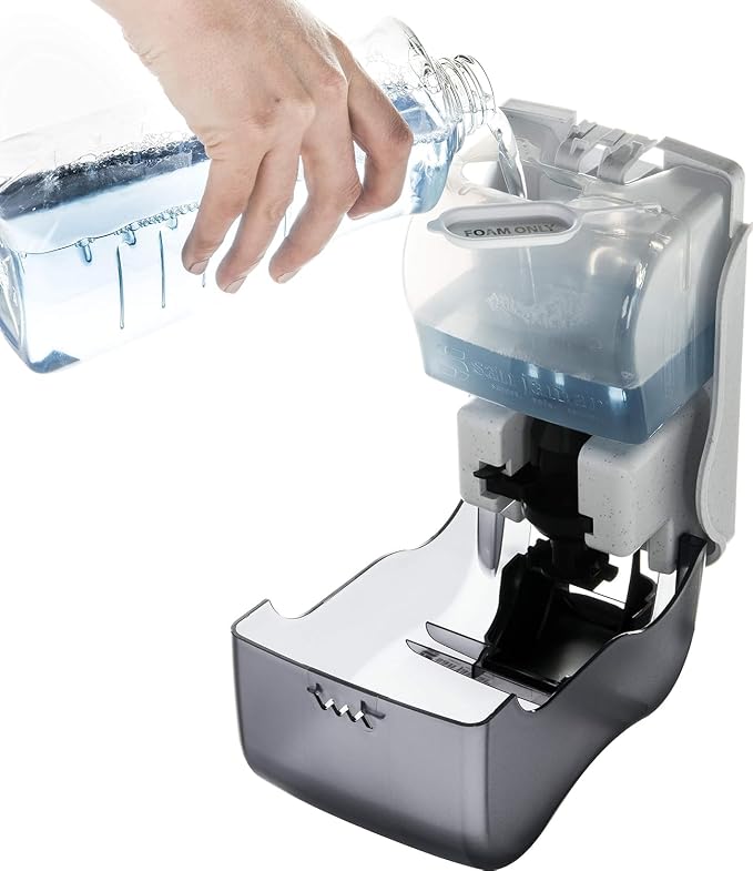San Jamar Ecologic Rely Recycled Plastic Hybrid Electronic Foam Soap Dispenser, Refillable Soap Dispenser, Wall Mounted Dispenser with Zero Waste for Home and Business, 900 Ml, Black Pearl