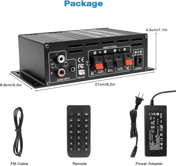 Hosyond Bluetooth 5.0 Audio Amplifier 400W+400W 2.0 CH AMP HiFi Stereo Treble Bass Audio Receiver for Passive Speakers Theater System AK-380