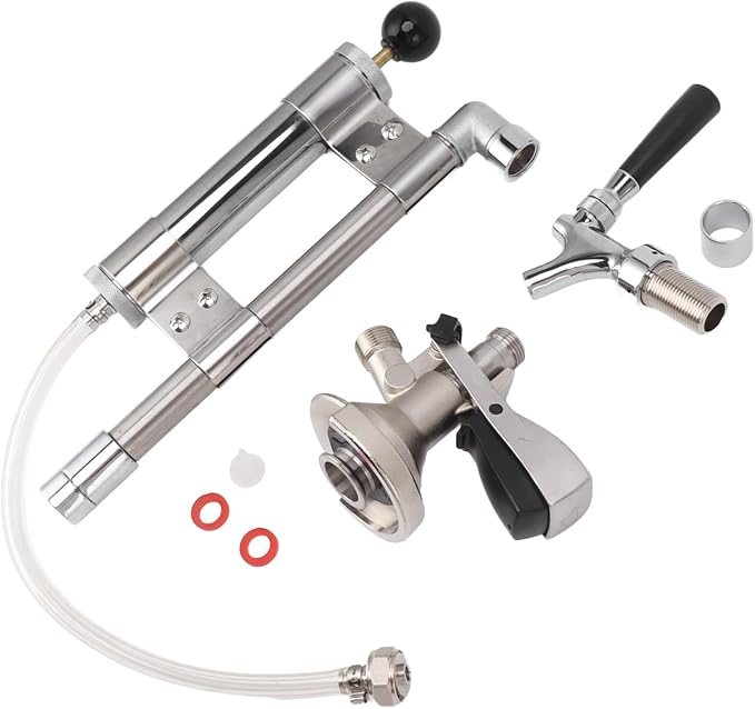 Beer Dispenser, 8 Inch Stainless Steel Hand Pump Leakproof Portable Design, Beer Keg Tap Draft Dispenser, for Indoor Outdoor Camping Picnic Parties