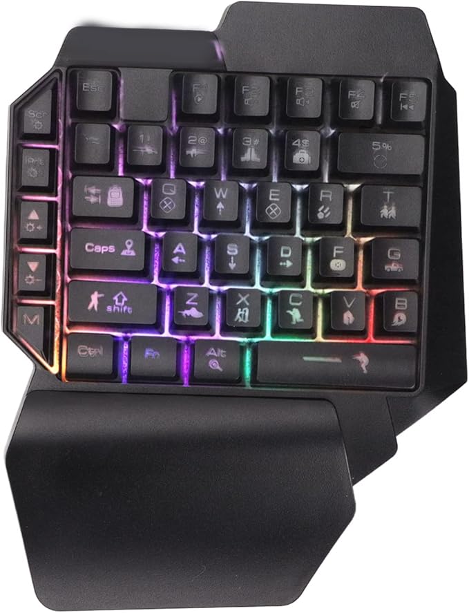 Gaming Keyboard Converter Gaming Keyboard Set RGB Gradient USB One Handed Keyboard Type C Wired Mobile Phone Holder(Mix SE automatic pressure gun set)