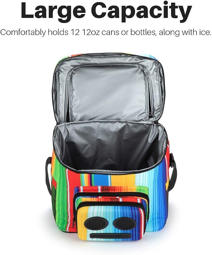 Super Real The #1 Cooler with Speakers & Subwoofer (Bluetooth, 20-Watt) for Parties/Festivals/Boat/Beach. Rechargeable Speaker Cooler, Works with iPhone & Android (Rainbow)
