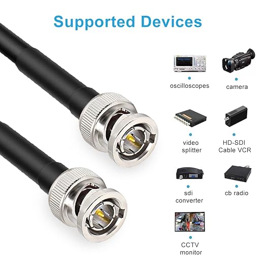 XRDS -RF 25FT SDI Cable, BNC Male Digital Video Cable 75 Ohm RG59 BNC Cables Supports HD-SDI/3G/6G-SDI/4K/8K