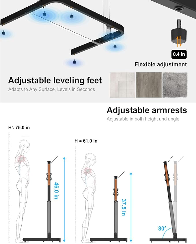 Walking Pad Handle Bar Attachment Only, Compatible with Walking Pads 22.4" Wide, Adjustable Treadmill Handrail with Phone/Cup Holder & Towel Hooks, Overbold Stable, Easy Assembly, Black