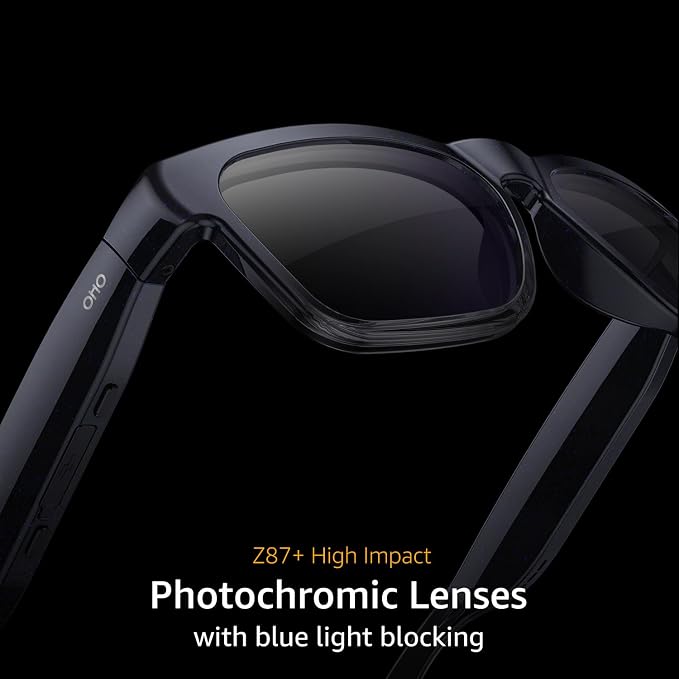 OHO Smart AI Glasses with Bluetooth Audio, Hands-Free Calling, High-Impact 2.0mm Photochromic Blue Light Blocking PC Lenses, Sweat Resistant