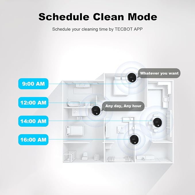 TECBOT S1 Robot Vacuum Cleaner Slim 120Mins Runtime 2-in-1 Robot Sweeping or Mopping Self-Charging WiFi&App&Remote Control Robotic Vacuum Cleaner for Home Pet Hair Hard Floors,Black