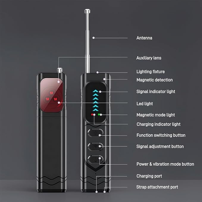 Hidden Camera Detectors,Anti-Spying Device,Portable GPS Tracker Detector and Bug Detection Device,Wireless Signal and RF Scanner,Hidden Camera Finder for Travel,Hotels,Home,Office,Car