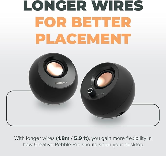 Creative Labs Pebble PRO Minimalist USB-C Computer Speakers - Black