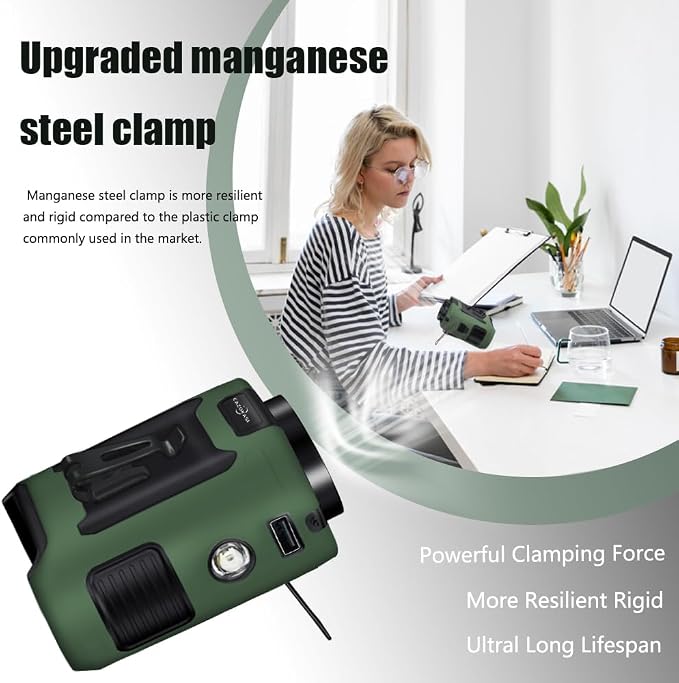 CAZOKASI 2024 Upgrade 10000mAh Waist Clip Fan Wearable Fan Portable Personal Body Fan Powerful Upto 40H Cooling and Heatstroke Prevention Fan (Gray and Orange) (10000mAh / Green)