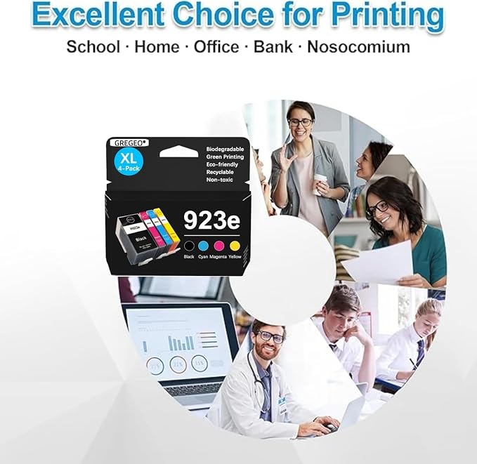 923XL 923e 923 Ink Cartridges for HP OfficeJet Pro 8130e 8135e 8139e 8138e 8122e 8120 8124e 8125e 8130 8132e 8134e Printers (4 Pack with Chip)