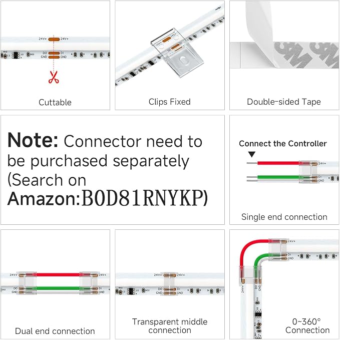 BTF-LIGHTING COB LED Strip Light,WS2811 Dual IC RGBCCT LED Strip Kit,UL Listed High Density Chasing IC RGB+Tunable White 3000K-6000K DC24V 9.8FT Bluetooth Music Controller for Home Indoor DIY Decor