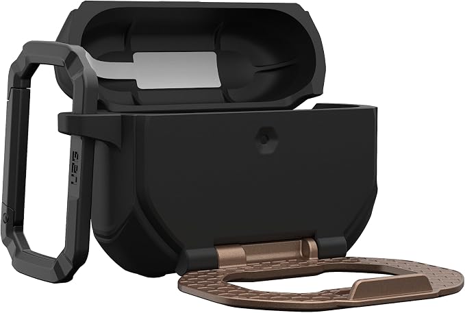 URBAN ARMOR GEAR UAG Designed for AirPods Pro 3rd Gen Case - Built-in Phone Stand Detachable Carabiner Clip Rugged Military Grade Drop Proof Protective Cover, Monarch Black/Aged Bronze