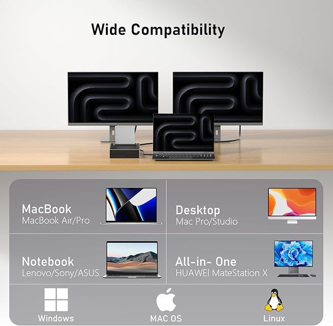 4 in 1 External Blu Ray Drive, 16x USB 3.0 and Type-C External Bluray Drive, Multi-Function Fast-Charging Desktop BD/CD/DVD Burner/Read with HDD Enclosure USB HUB for Both Mac/PC