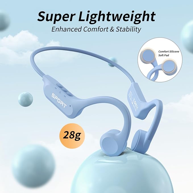 CXK Bone Conduction Headphones Bluetooth 5.4, Open Ear Headphones 10H Playtime Sports Earphones with Mic, IPX6 Waterproof Wireless Headphones for Running