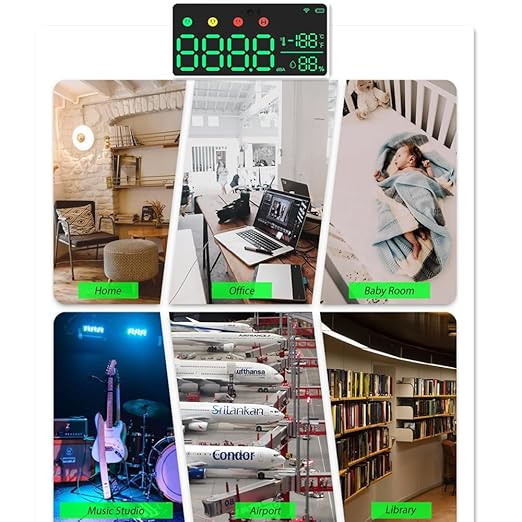 5-in-1 Decibel Meter - 30-130dB Range Wall Mount Sound Level Meter, Large LED Display Noise, Temperature & Humidity, Time Measurement Meter for Home, Classroom, Wall Hanging Sound Decibel Meter