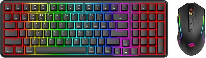 Redragon S162 3-Mode Wilreess Gaming Keyboard & Mouse Combo, 99 Keys K744 RGB GamingKeyboard and 8000 DPI M693 Gaming Mouse Bundle