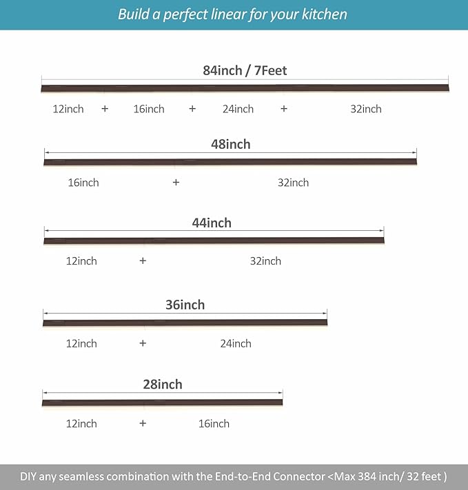 Leetdud Under Cabinet Lighting Plug in, 16 Inch 4 Pcs, Linkable AC120V 3CCT 3000K/4000K/5000K Ultra Slim, LED Under Cabinet Lights for Counter Light, Kitchen, Shelf, Sink, Workshop, Desk, Bronze