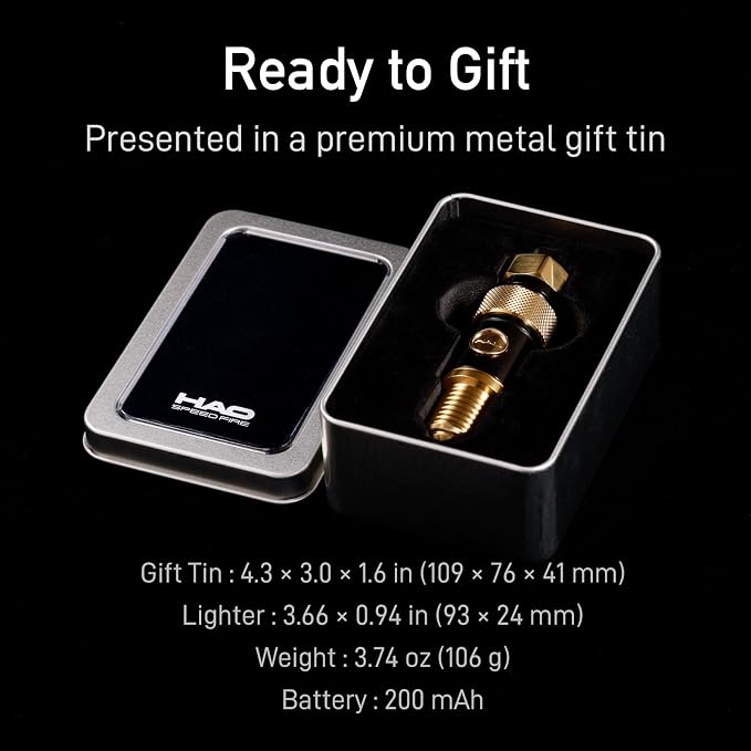 Spark Plug Electric Arc Lighter, Rechargeable Flameless USB-C Metal EDC Gear, Stainless Steel Gift for Men with Gift Box (Gold)