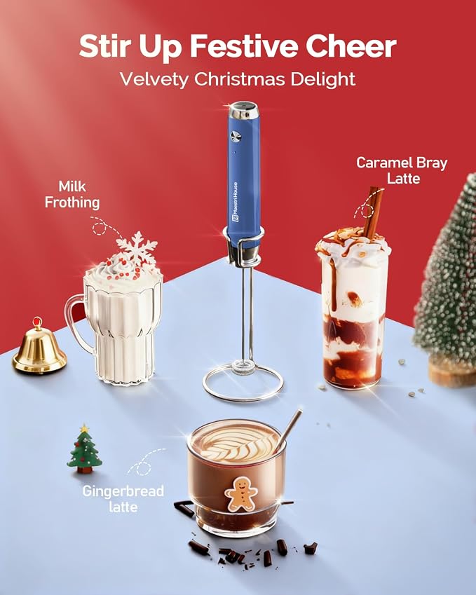 Product Image Maestri House Rechargeable Milk Frother with Stand, LunaFro Handheld Electric Foam Maker +Gift Box