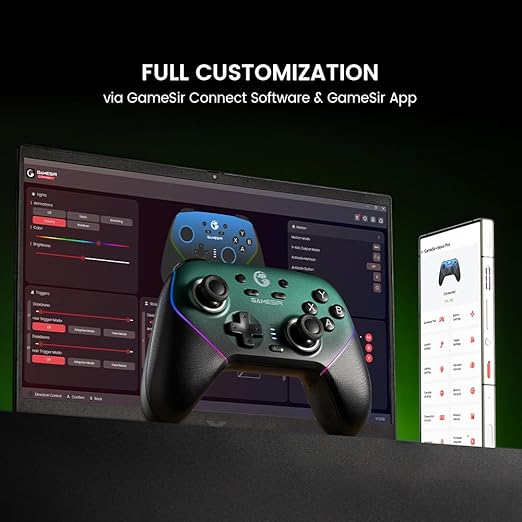 GameSir Super Nova Wireless Gaming Controller for PC/Switch/iOS/Android, Hall Effect Stick & Trigger, RGB Lighting, Swappable ABXY, Detachable Faceplate, 1000mAh with Charging Dock - Green