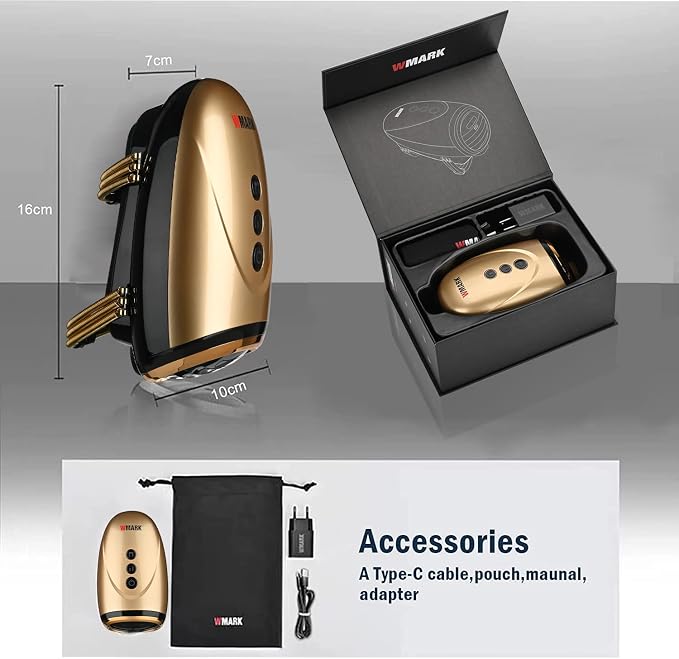 WMARK Barber Massager/Cordless Handheld Massager, Charge Neck/Legs/Hand/Face Massager, 2 Massage Nodes 2600AMH,Golden