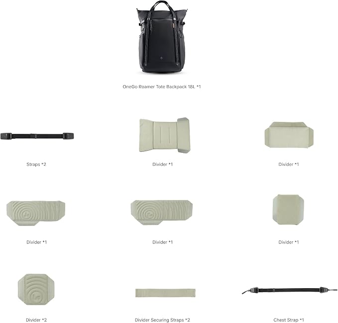 PGYTECH OneGo Roamer Tote Camera Backpack, 18L Water-Resistant Dual Carry Tote Bag for DSLR/Mirrorless Cameras, DJI Mavic Drone, 15" MacBook Air, Tripod Holder, Side/Top Access - Sand Khaki