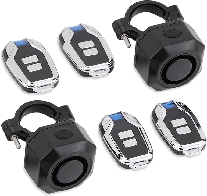 Two Packs Bike Horn Electric Vehicle Alarm Wireless Vibration Alarm System with Motion Sensor Waterproof Rechargeable Antitheft Alarm for Ebikes Bike Scooter