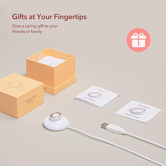 femometer Ring Gen1 for Fertility and Ovulation Tracking - Size First Sizing Kit - App Auto-Sync - Period & BBT Tracker - Sleep Analysis for Women - Rechargeable & Waterproof Size8