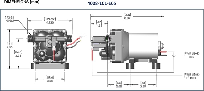 PENTAIR SHURFLO Revolution 4008-101-E65 RV Fresh Water Pump 12V 3.0 GPM 55 PSI Quiet Automatic Demand Diaphragm By-Pass Pump