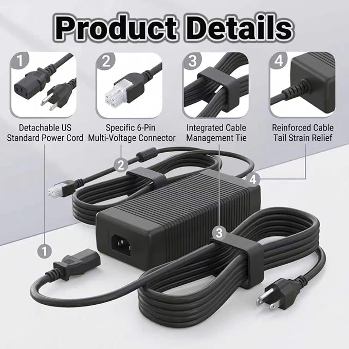 24V 180W AC/DC Adapter Compatible with Fanatec Boost Kit 180 (8Nm) for CSL DD/GT (Gran Turismo) DD Pro, Replacement Power Supply for Endor6200-2400750P Endor6200-2400750-15C01