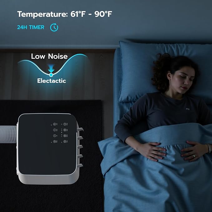 Electactic 10000 BTU Portable Air Conditioner, 4-in-1 Portable AC Unit with Cooling, Dehumidifier, Fan & Sleep Modes, Quiet Air Conditioner with 24H Timer, Remote Control & Installation Kit, White